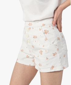 short femme taille haute a motifs fleuris beige shortsC130501_2