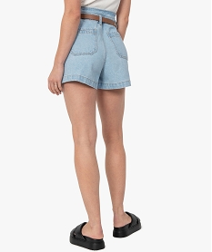 short femme en jean avec ceinture a boucle gris shortsC130901_3