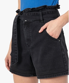 short femme en jean avec ceinture - lulucastagnette noir shortsC131001_2