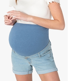 short grossesse en jean bandeau taille haute blancC131101_2