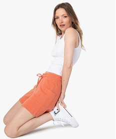 short femme en maille avec ceinture elastiquee orangeC131301_1