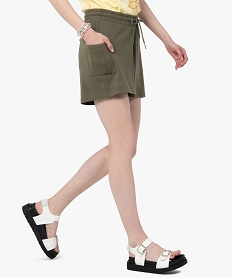 GEMO Short femme en maille avec ceinture élastiquée kaki standard