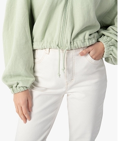 sweat femme a capuche coupe courte vert sweatsC132301_2