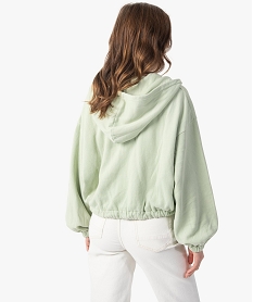 sweat femme a capuche coupe courte vert sweatsC132301_3