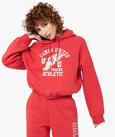 sweat femme court a capuche - camps united rouge sweatsC133001_1