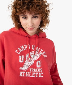 sweat femme court a capuche - camps united rouge sweatsC133001_2