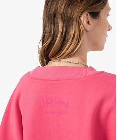 sweat femme coupe courte avec col v rose sweatsC134401_2