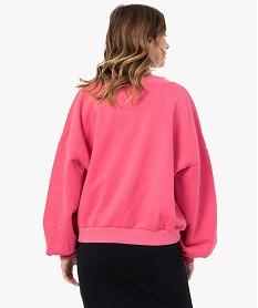 sweat femme coupe courte avec col v roseC134401_3