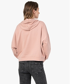 sweat femme a capuche coupe large et courte roseC134601_3