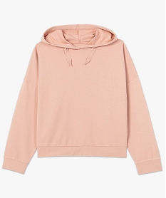 sweat femme a capuche coupe large et courte rose sweatsC134601_4