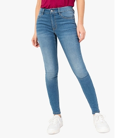 GEMO Jean femme coupe Skinny taille normale délavé Gris