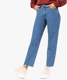 GEMO Jean femme coupe Straight taille haute Bleu