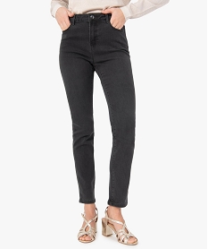 GEMO Jean femme coupe Slim taille haute Gris