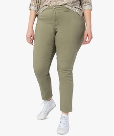 pantalon femme grande taille coupe slim en toile extensible vert pantalons et jeansC138901_2