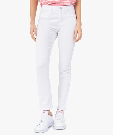 GEMO Pantalon femme en toile denim coupe Slim blanc vif