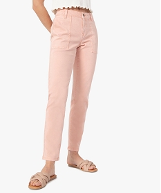 pantalon femme en denim avec poches plaquees roseC139401_1