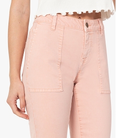 pantalon femme en denim avec poches plaquees rose pantalonsC139401_2