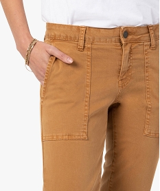 pantalon femme en denim avec poches plaquees brun pantalonsC139501_2