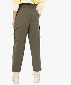 pantalon femme en toile coupe large avec ceinture vert pantalonsC139801_3