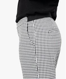pantalon femme en toile a motif vichy avec ceinture elastiquee imprime pantalonsC140101_2