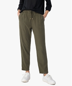 pantalon femme avec large ceinture elastiquee vert pantalonsC140201_1