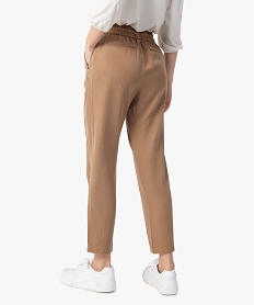 pantalon femme avec large ceinture elastiquee beige pantalonsC140301_3