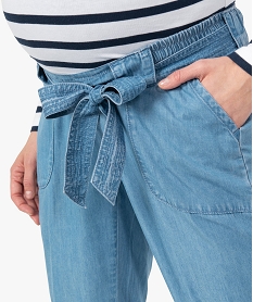 pantalon de grossesse en lyocell avec bandeau extensible blanc pantalonsC140901_2