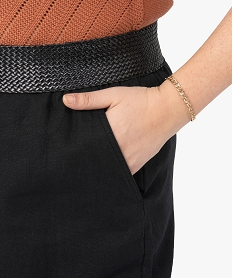 pantalon femme grande taille contenant du lin noirC141601_2