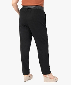 pantalon femme grande taille contenant du lin noirC141601_3