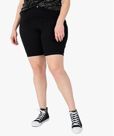 GEMO Bermuda femme grande taille en toile unie coupe ajustée noir standard