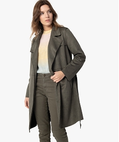 veste trench femme en suedine avec ceinture vertC145501_1