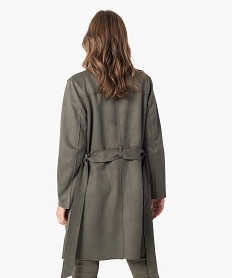 veste trench femme en suedine avec ceinture vert vestesC145501_3