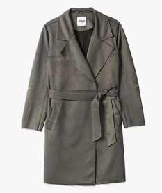 veste trench femme en suedine avec ceinture vert vestesC145501_4