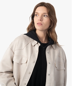 veste femme en suedine coupe chemise beige vestesC145801_2