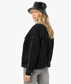 veste femme en jean coupe oversize noirC146301_3