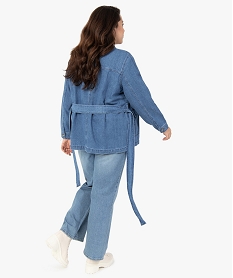 veste femme grande taille en jean coupe saharienne bleuC146601_3