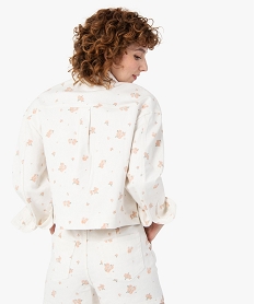 veste femme coupe ample et courte a motifs fleuris blanc vestesC148401_3