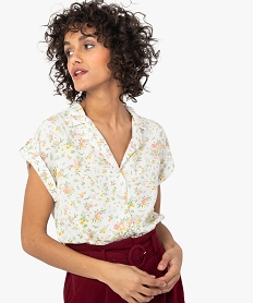 chemise femme a manches courtes avec patte sur lepaule imprime chemisiersC149701_2