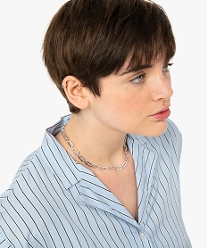 chemise femme a manches courtes avec patte sur lepaule bleu chemisiersC149801_2