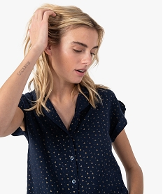 chemise femme a manches courtes avec patte sur lepaule imprime chemisiersC149901_2