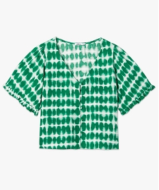 blouse imprimee a manches courtes coupe courte femme imprime blousesC150801_4