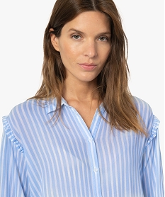 chemise femme en crepe avec empiecements fronces aux epaules imprimeC151501_2