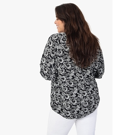 blouse femme imprimee a manches 34 et col fantaisie noir chemisiers et blousesC153501_3