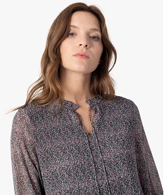 blouse femme a manches longues avec buste plisse imprime blousesC154401_2