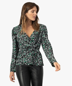 blouse femme a epaulettes forme cache-cour imprime blousesC154501_2