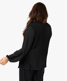 blouse femme en voile plisse a motifs noir chemisiers et blousesC155201_3