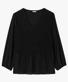 blouse femme en voile plisse a motifs noir chemisiers et blousesC155201_4