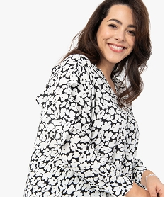 blouse femme grande taille imprimee boutonnee sur l’avant blanc chemisiers et blousesC155401_2