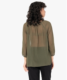 blouse femme imprimee en voile a col rond vert blousesC155601_3
