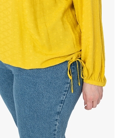 blouse femme grande taille unie ajustable dans le bas jaune chemisiers et blousesC155901_2
